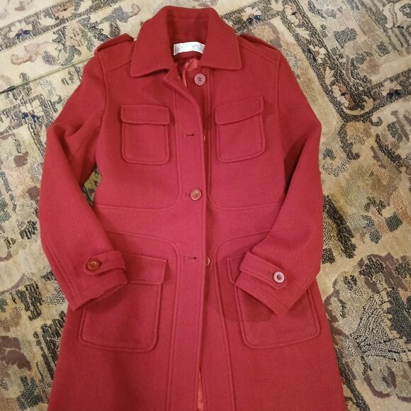 ELAM Red Wool Blend Long Peacoat 36 EU/XS US - Picture 8 of 11